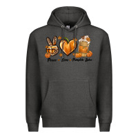 Charcoal Heather Peace Love Pumpkin Spice Premium Hoodie - texasbilliewilder