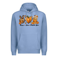 Colony Blue Peace Love Pumpkin Spice Premium Hoodie - texasbilliewilder