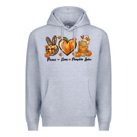 Heather Grey Peace Love Pumpkin Spice Premium Hoodie - texasbilliewilder