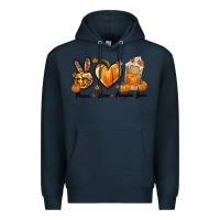 Navy Peace Love Pumpkin Spice Premium Hoodie - texasbilliewilder