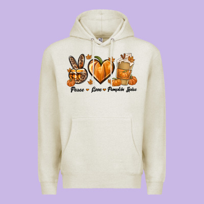 Peace Love Pumpkin Spice Premium Hoodie Designed By Texasbilliewilder