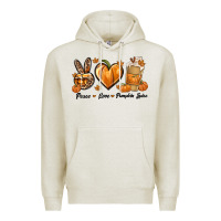 Oatmeal Heather Peace Love Pumpkin Spice Premium Hoodie - texasbilliewilder