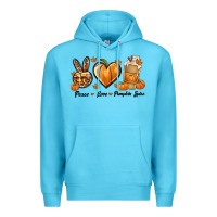 Ocean Blue Peace Love Pumpkin Spice Premium Hoodie - texasbilliewilder