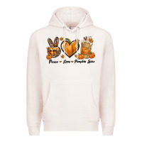 Pale Pink Peace Love Pumpkin Spice Premium Hoodie - texasbilliewilder