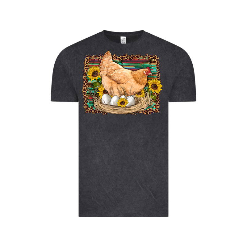Western Farm Chicken Coop Animals Eggs Sunflowers Leopard Serape Woode Vintage Tee by Artiststas | Teevron
