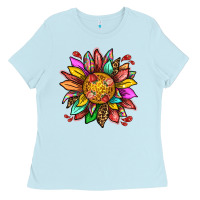 Baby Blue strawberry sunflower Ladies Tee - texasbilliewilder