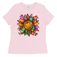 Bubblegum Pink strawberry sunflower Ladies Tee - texasbilliewilder