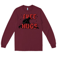 Burgundy free hugs Long Sleeve Tee - MaliasSmallBusiness