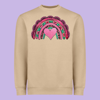 Valentines Day Pink Gemstones Rainbow Heavyweight Sweatshirt Designed By Jasminsmagicworld