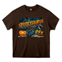 Chocolate Brown Spooky Saurus Rex Heavy Core Tee - texasbilliewilder