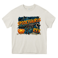 Cream Spooky Saurus Rex Heavy Core Tee - texasbilliewilder