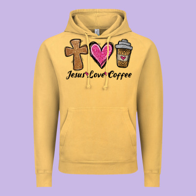 Jesus Love Coffee Vintage Hoodie Designed By Jasminsmagicworld