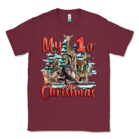 Burgundy my first christmas baby safari animals Classic Tee - LillyAllenDesigns