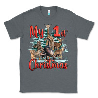 Charcoal Heather my first christmas baby safari animals Classic Tee - LillyAllenDesigns