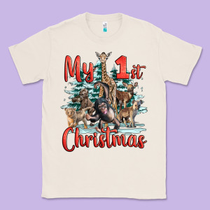 My First Christmas Baby Safari Animals Classic Tee Designed By Lillyallendesigns