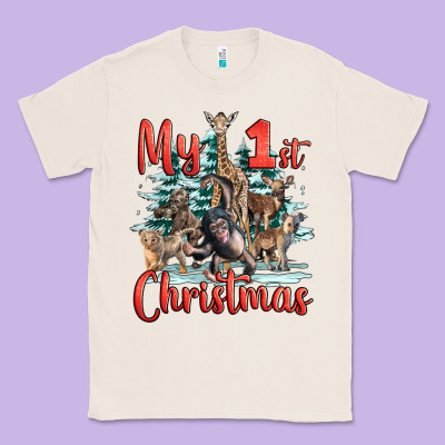 My First Christmas Baby Safari Animals Classic Tee Designed By Lillyallendesigns