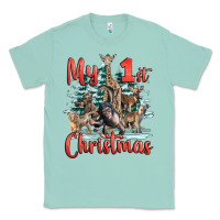 Seafoam my first christmas baby safari animals Classic Tee - LillyAllenDesigns