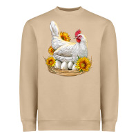Mushroom Perched Chicken With Sunflowers Heavyweight Sweatshirt - LillyAllenDesigns