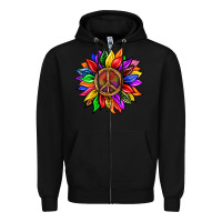 Black Pride LGBTQ+ Sunflower With Peace Zipper Hoodie - BundleAndBundleShop