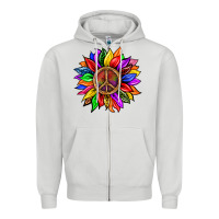 Dove Grey Pride LGBTQ+ Sunflower With Peace Zipper Hoodie - BundleAndBundleShop