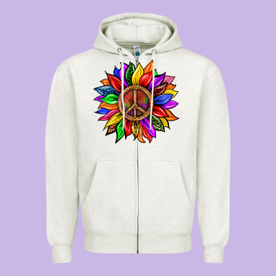 Pride Lgbtq+ Sunflower With Peace Zipper Hoodie Designed By Bundleandbundleshop