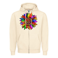 Sandshell Pride LGBTQ+ Sunflower With Peace Zipper Hoodie - BundleAndBundleShop