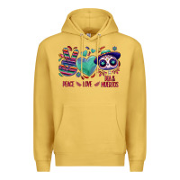Antique Gold Peace love dia de los muertos Premium Hoodie - NancyCooperArtShop