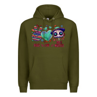 Army Green Peace love dia de los muertos Premium Hoodie - NancyCooperArtShop