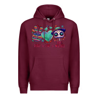 Burgundy Peace love dia de los muertos Premium Hoodie - NancyCooperArtShop