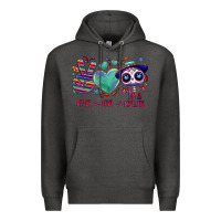 Charcoal Heather Peace love dia de los muertos Premium Hoodie - NancyCooperArtShop