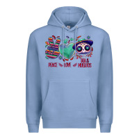 Colony Blue Peace love dia de los muertos Premium Hoodie - NancyCooperArtShop
