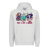 Dove Grey Peace love dia de los muertos Premium Hoodie - NancyCooperArtShop