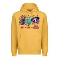 Mustard Peace love dia de los muertos Premium Hoodie - NancyCooperArtShop