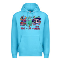 Ocean Blue Peace love dia de los muertos Premium Hoodie - NancyCooperArtShop