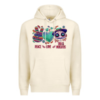 Tofu Peace love dia de los muertos Premium Hoodie - NancyCooperArtShop