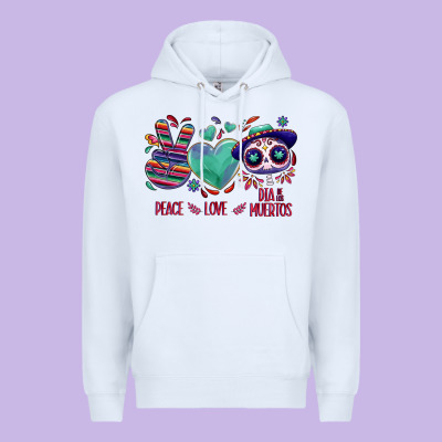 Peace Love Dia De Los Muertos Premium Hoodie Designed By Nancycooperartshop