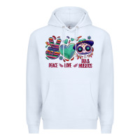 White Peace love dia de los muertos Premium Hoodie - NancyCooperArtShop