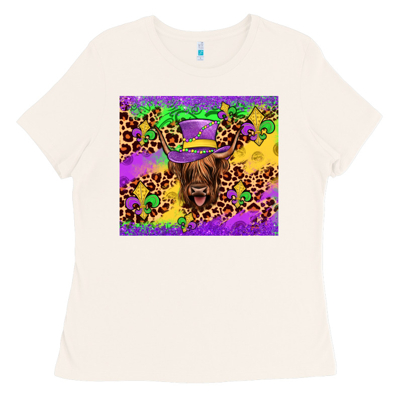 Highland Cow Mardi Gras Tumbler Ladies Tee by JahusDesignShop | Teevron