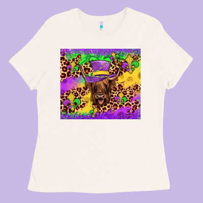 Highland Cow Mardi Gras Tumbler Ladies Tee Designed By Jahusdesignshop