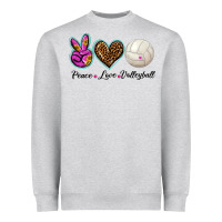 Heather Grey peace love volleyball Heavyweight Sweatshirt - BarkalooDesign