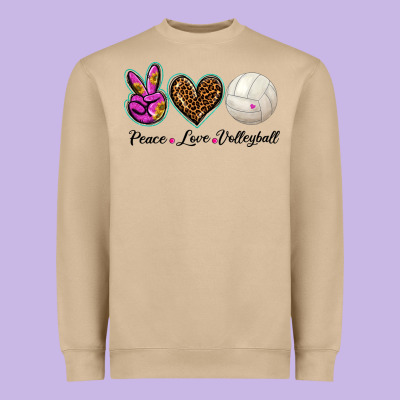 Peace Love Volleyball Heavyweight Sweatshirt Designed By Barkaloodesign