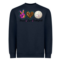 Navy peace love volleyball Heavyweight Sweatshirt - BarkalooDesign