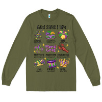 Army Green god says i am mardi gras Long Sleeve Tee - MaliasSmallBusiness