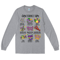 Heather Grey god says i am mardi gras Long Sleeve Tee - MaliasSmallBusiness