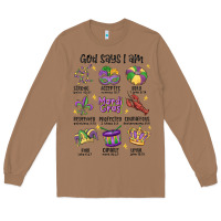 Toasted Coconut god says i am mardi gras Long Sleeve Tee - MaliasSmallBusiness
