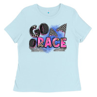 Baby Blue go race Ladies Tee - Zillion Design Studio