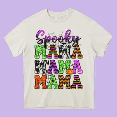 Spooky Mama Heavy Core Tee Designed By Texasbilliewilder