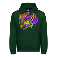 Forest Green mardi gras heart olivia Urban Hoodie - OliviaCreatesArt