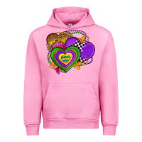 Fuchsia Pink mardi gras heart olivia Urban Hoodie - OliviaCreatesArt