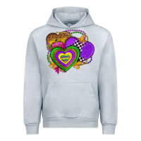 Heather Grey mardi gras heart olivia Urban Hoodie - OliviaCreatesArt